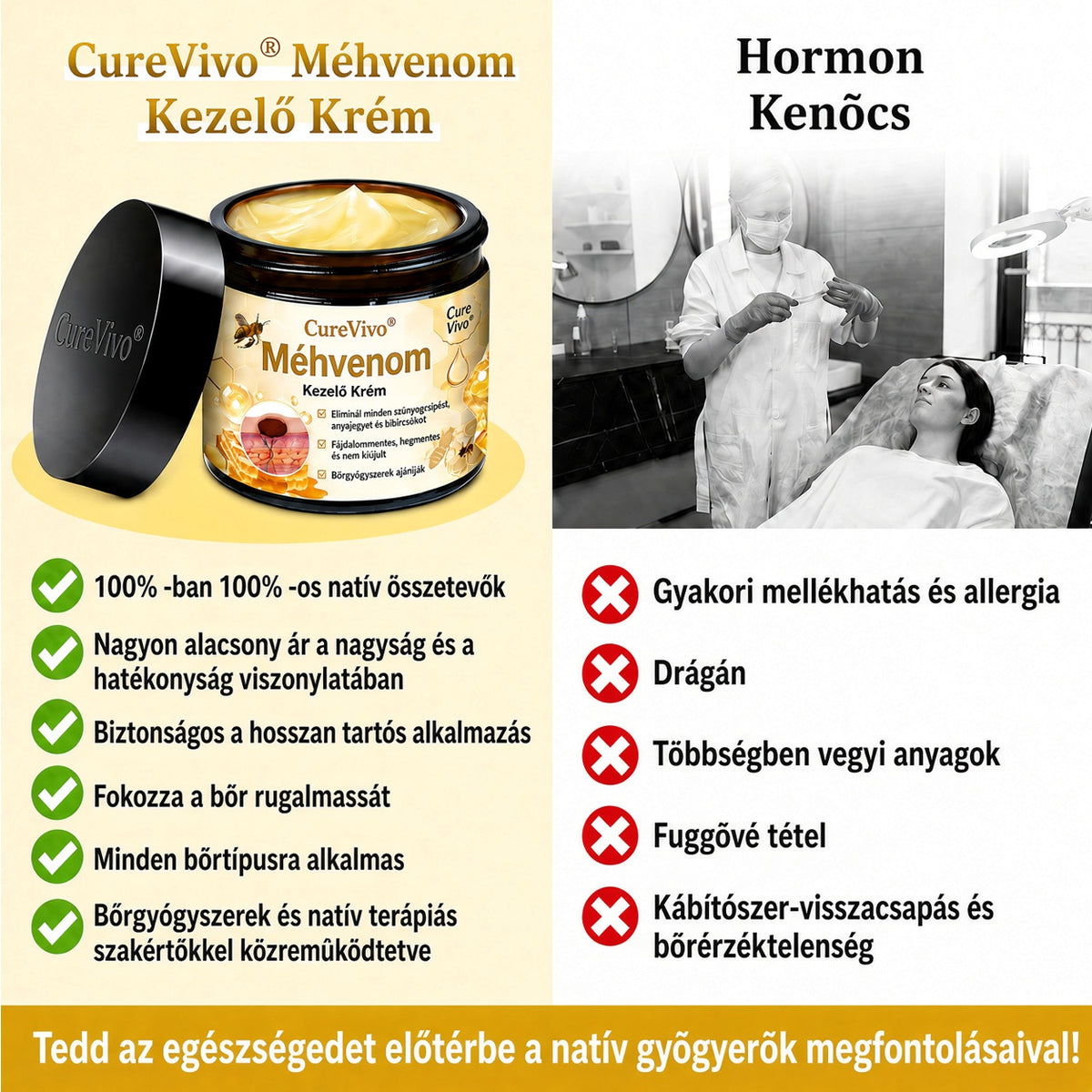 🔥  LIMITÁLT AJÁNLAT 👨‍⚕️🐝🌿 60% KEDVEZMÉNY | CureVivo® Méhméreg Bőrápoló Krém🐟3️⃣