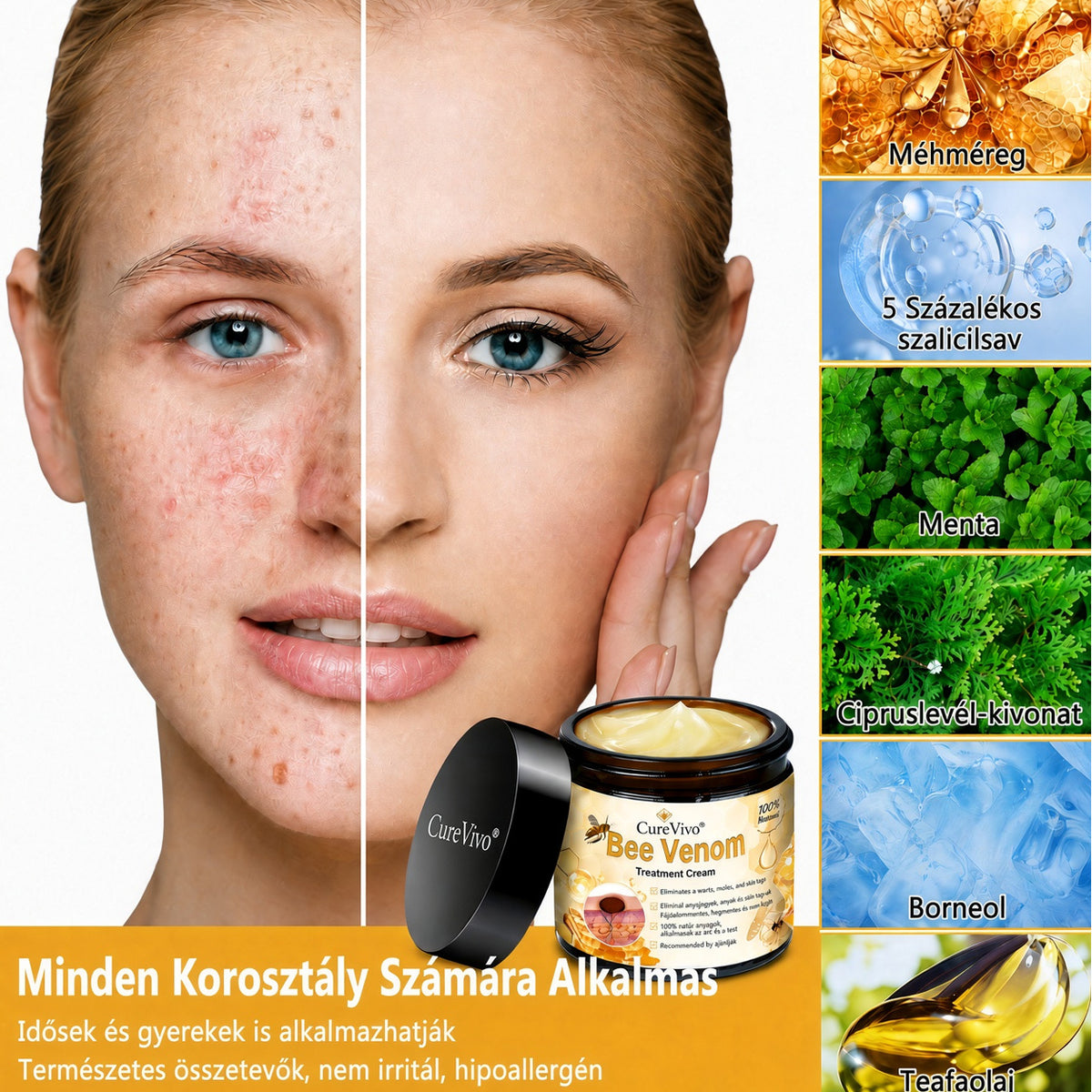🔥  LIMITÁLT AJÁNLAT 👨‍⚕️🐝🌿 60% KEDVEZMÉNY | CureVivo® Méhméreg Bőrápoló Krém🐟3️⃣