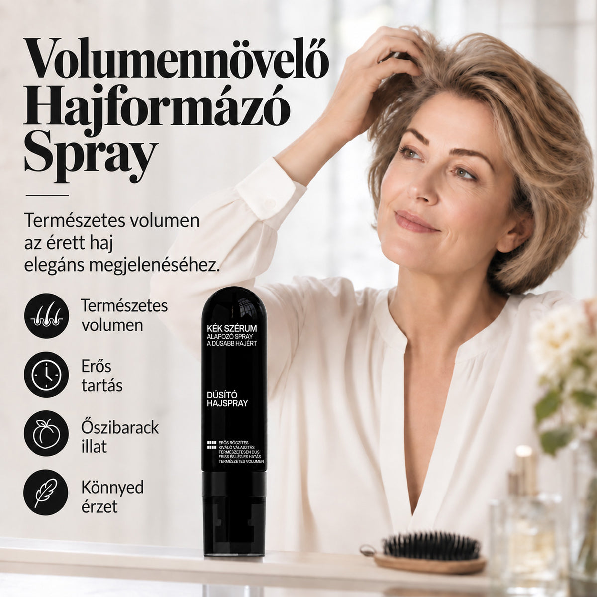 🍑✨90 ml-es GarageLine® dúsító hajformázó spray, hosszan tartó permet, édes barack illat🐟3️⃣
