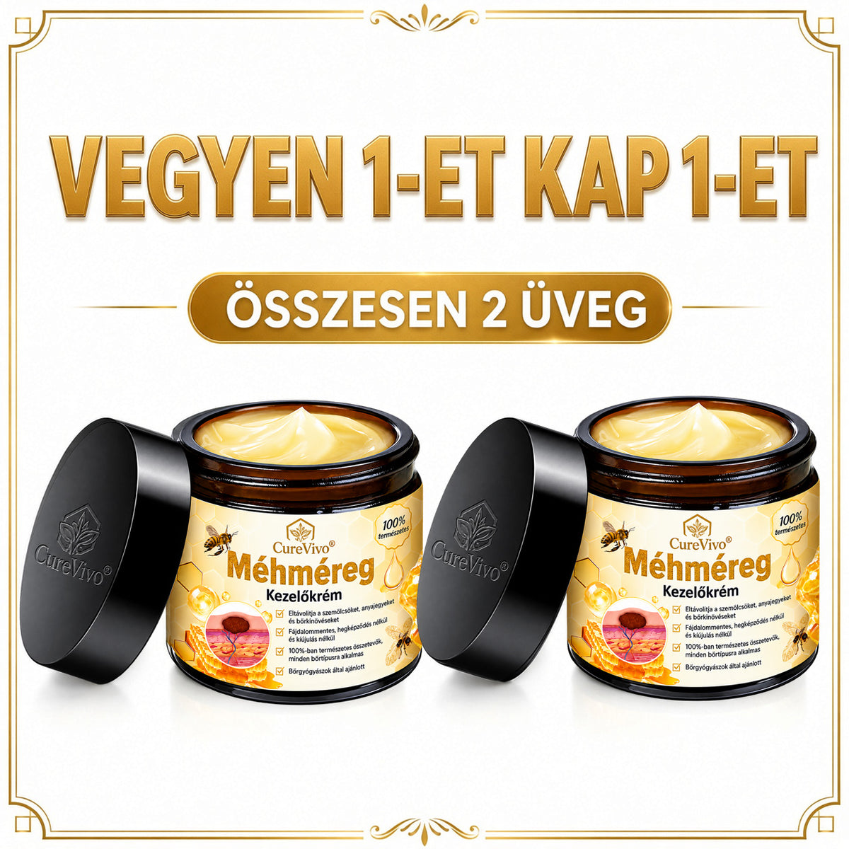 🔥  LIMITÁLT AJÁNLAT 👨‍⚕️🐝🌿 60% KEDVEZMÉNY | CureVivo® Méhméreg Bőrápoló Krém🐟3️⃣