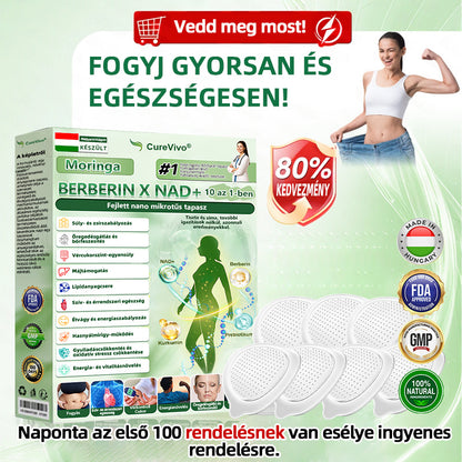 Hivatalos Bolt | 🩹🌞 CureVivo® Moringa · Berberine × NAD+ 10-az-1 Haladó Nano Mikrotű Tapasz (Naponta csak egyszer, látható változás 7 nap alatt) ✅ Elhízás, laza bőr, cukorbetegség, alvási apnoe, ízületi problémák és még több ellen