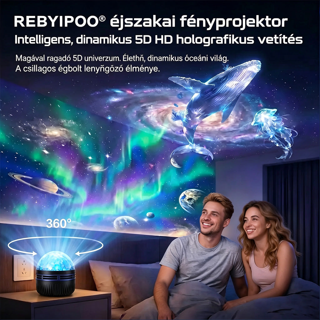 🦄 1️⃣UTOLSÓ NAP: -70% KEDVEZMÉNY 丨🎇💡REBYIPO® intelligens éjszakai fény projektor — 5D hologramos csillagos ég és óceán projektor 🌠