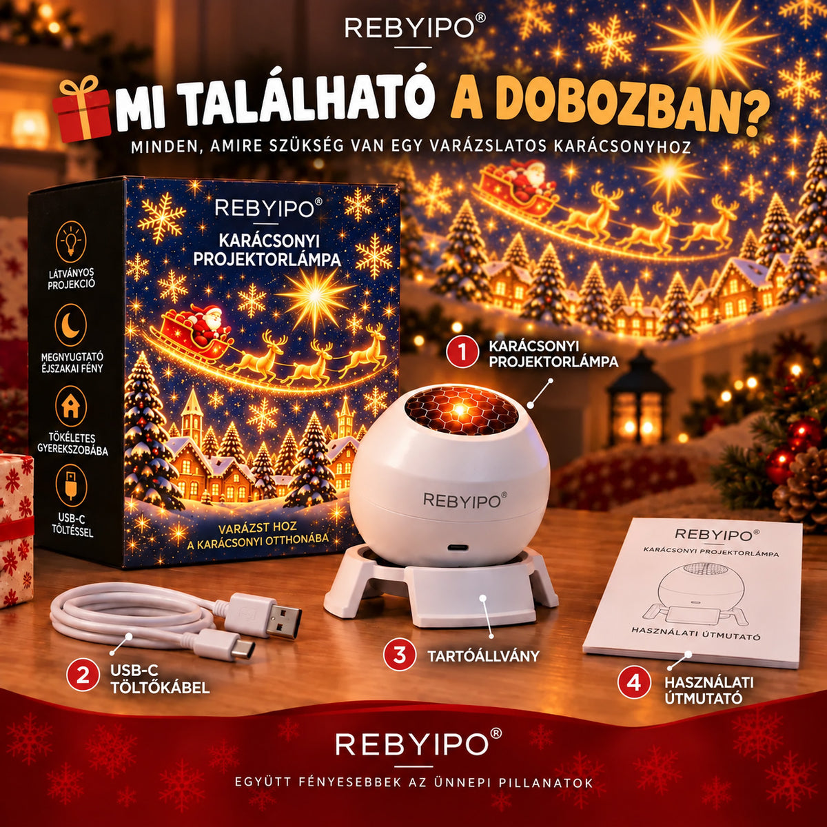 REBYIPO®🎄🎅🎁 Varázslatos karácsonyi fények ✨ Gyújtsd fel az ünnep varázsát🐟1️⃣