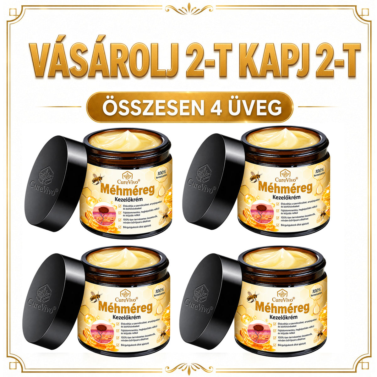 🔥  LIMITÁLT AJÁNLAT 👨‍⚕️🐝🌿 60% KEDVEZMÉNY | CureVivo® Méhméreg Bőrápoló Krém🐟3️⃣
