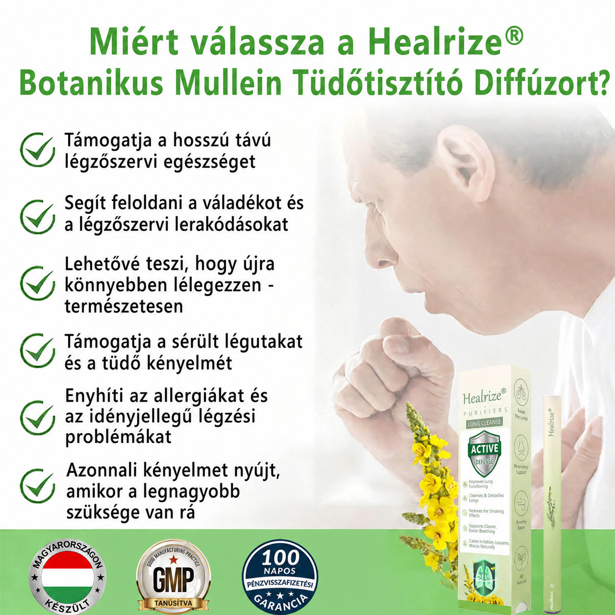 【Hivatalos Webáruház】Healrize® Gyógynövényes Ökörfarkfű Tüdőtisztító & Légzéskönnyítő Inhalátor 🌿 (Köhögéscsillapítás, nyákoldás, nehézlégzés és dohányos tüdő ápolása) 🚚 Készl🐟3️⃣
