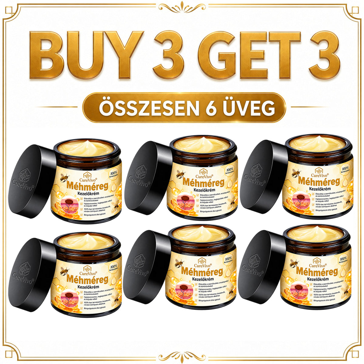 🔥  LIMITÁLT AJÁNLAT 👨‍⚕️🐝🌿 60% KEDVEZMÉNY | CureVivo® Méhméreg Bőrápoló Krém🐟3️⃣