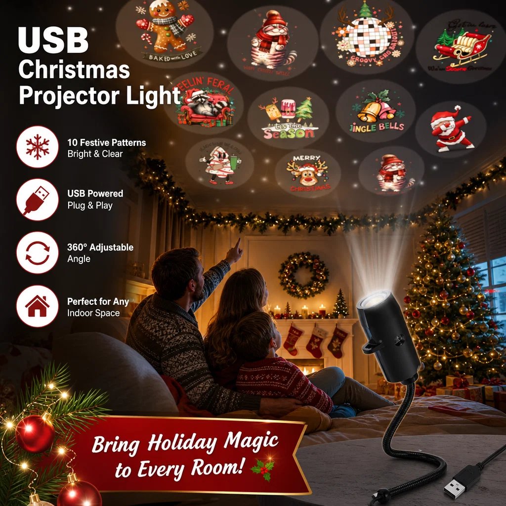 BVJ®✨Plug-&-Play HD Christmas Projector – 6 or 10 Festive Scenes(📦Buy 3 Free Shipping)