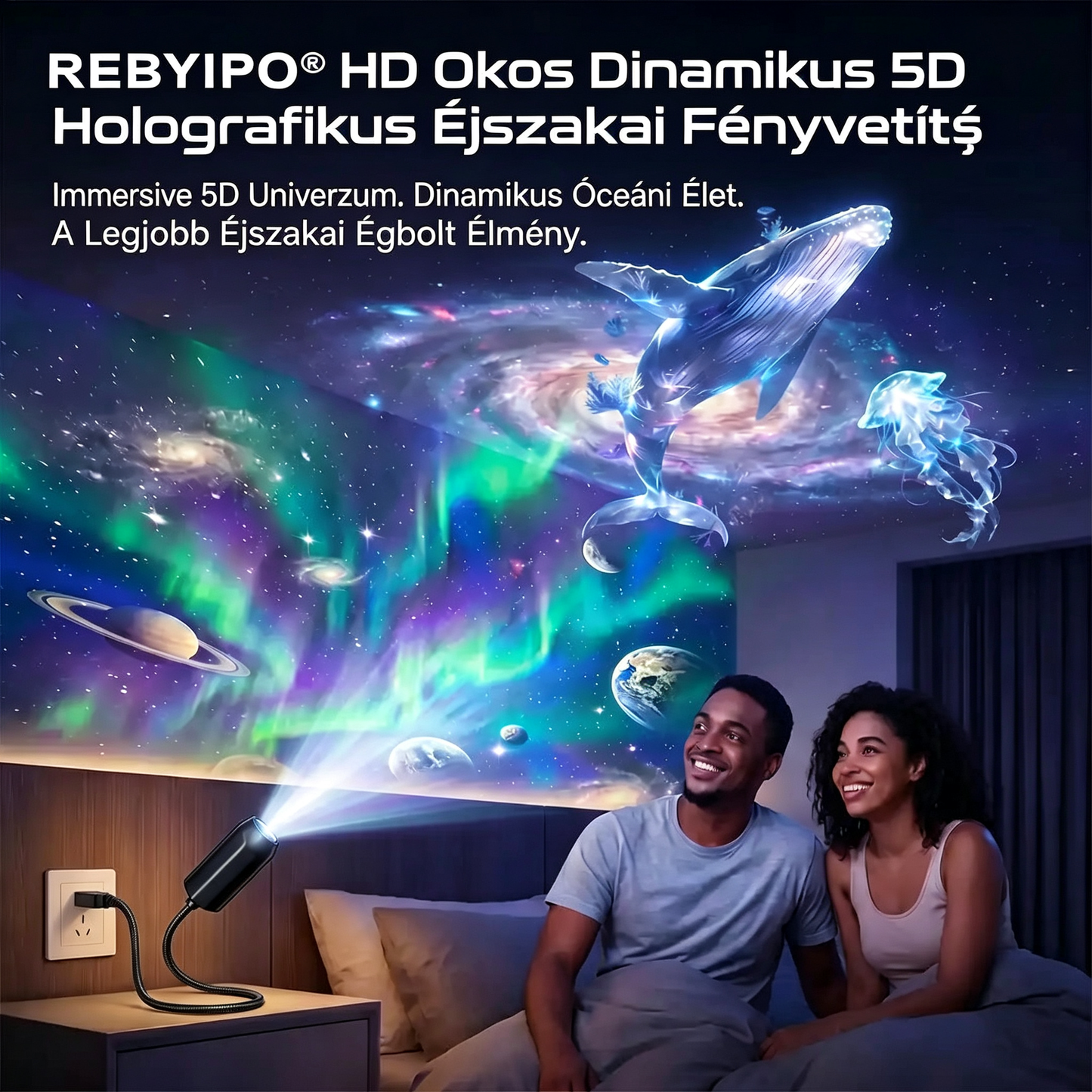 🔥Utolsó nap 70% kedvezmény | REBYIPO® Éjszakai fény projektor - Intelligens holografikus csillagprojektor🌠